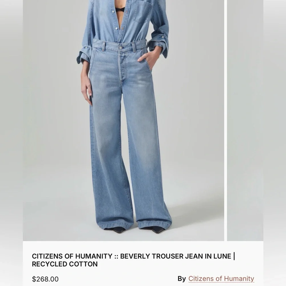 Citizens of Humanity Beverly Jeans Size 30 Wide Leg Denim High Rise NWT - Picture 12 of 15